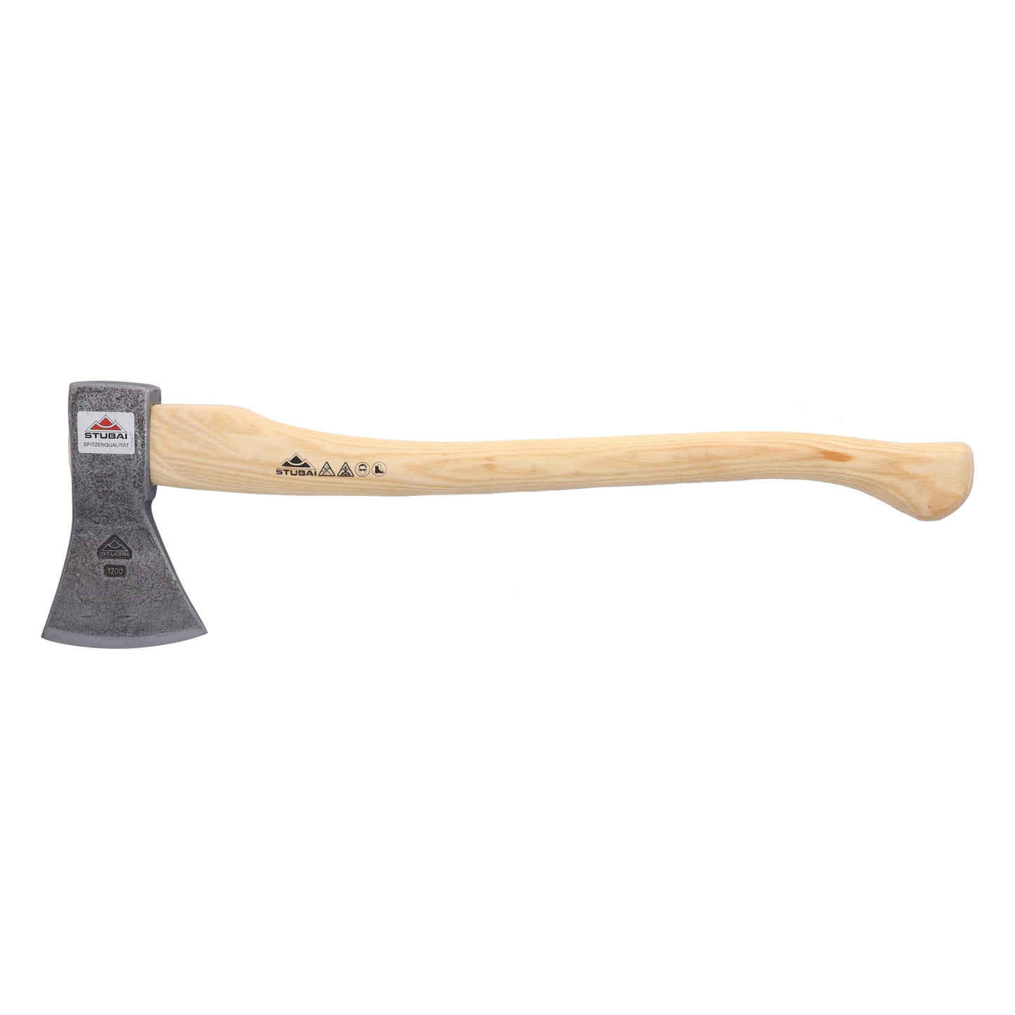 STUBAI Forstaxt „Nature“ Rhein-Form | 1200 g Kopfgewicht | Eschenholzstiel 650 mm | Axt zum Hacken & Holzspalten, Bushcraft & Camping | Made in Austria