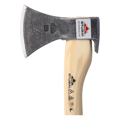 STUBAI Handbeil Nature 800 g | Eschenstiel 380 mm | kleines Forstbeil zum Hacken & Spalten | mit Nagelzieher | geschmiedeter Axtkopf, polierte Schneide | Bushcraft, Camping, Waldarbeit | Made in Austria