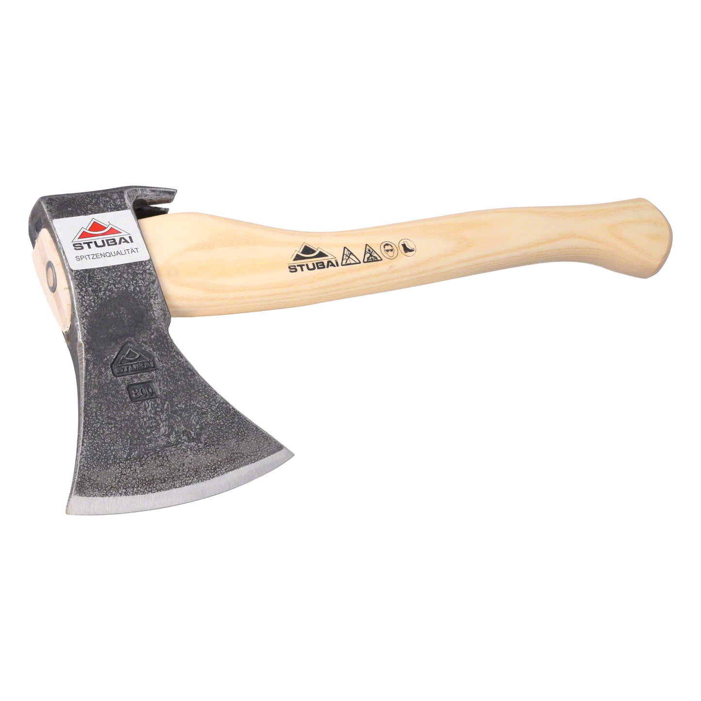 STUBAI Handbeil Nature 800 g | Eschenstiel 380 mm | kleines Forstbeil zum Hacken & Spalten | mit Nagelzieher | geschmiedeter Axtkopf, polierte Schneide | Bushcraft, Camping, Waldarbeit | Made in Austria