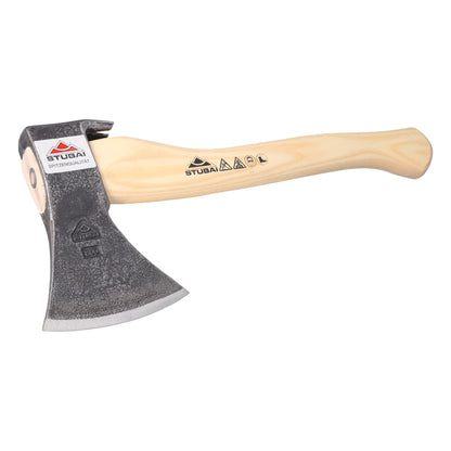 STUBAI Handbeil Nature 800 g | Eschenstiel 380 mm | kleines Forstbeil zum Hacken & Spalten | mit Nagelzieher | geschmiedeter Axtkopf, polierte Schneide | Bushcraft, Camping, Waldarbeit | Made in Austria
