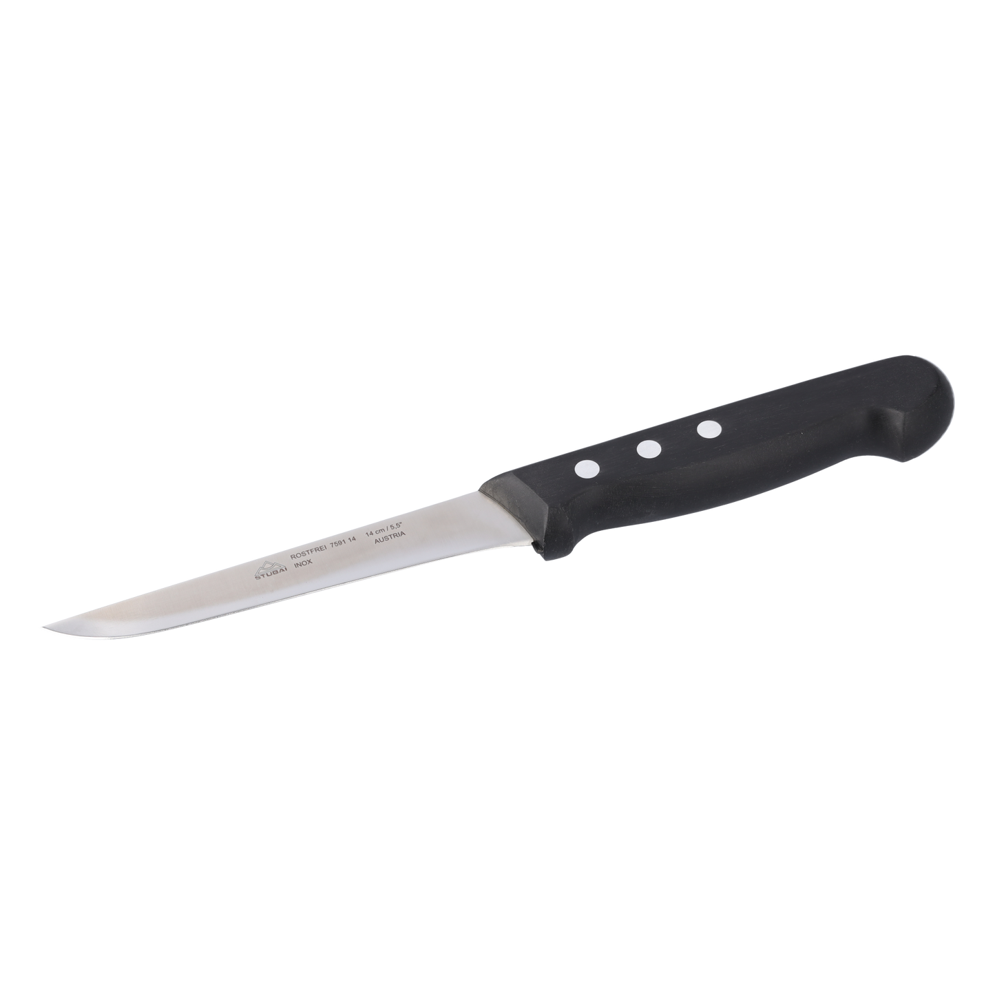 STUBAI Ausbeinmesser 140 mm aus rostfreiem Edelstahl, spülmaschinenfest, mit Polyoxymethylengriff, Profi Fleischmesser zum Ausbeinen von Fleisch, Geflügel und Wild, präzise Schnitte