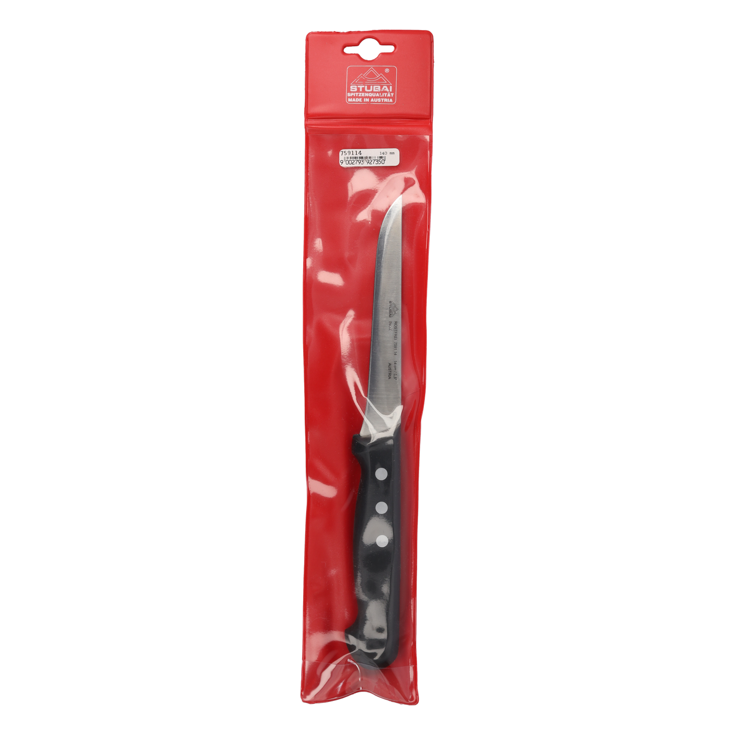 STUBAI Ausbeinmesser 140 mm aus rostfreiem Edelstahl, spülmaschinenfest, mit Polyoxymethylengriff, Profi Fleischmesser zum Ausbeinen von Fleisch, Geflügel und Wild, präzise Schnitte