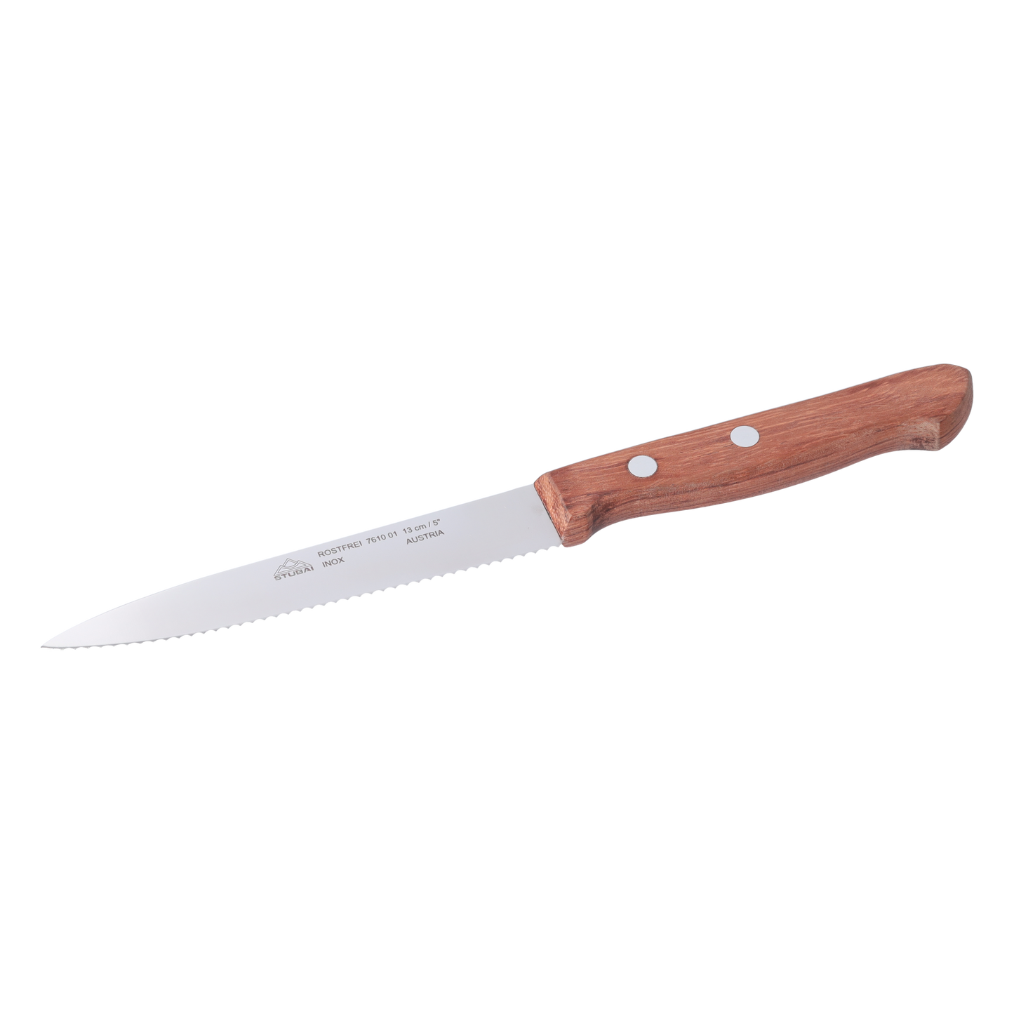 STUBAI  Küchenmesser mit Wellenschliff, 130 mm , scharfes Haushaltsmesser mit Edelholzgriff, Klinge aus Edelstahl, rostfrei, spülmaschinenfest