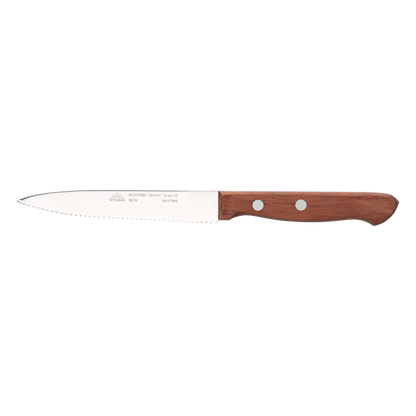 STUBAI  Küchenmesser mit Wellenschliff, 130 mm , scharfes Haushaltsmesser mit Edelholzgriff, Klinge aus Edelstahl, rostfrei, spülmaschinenfest
