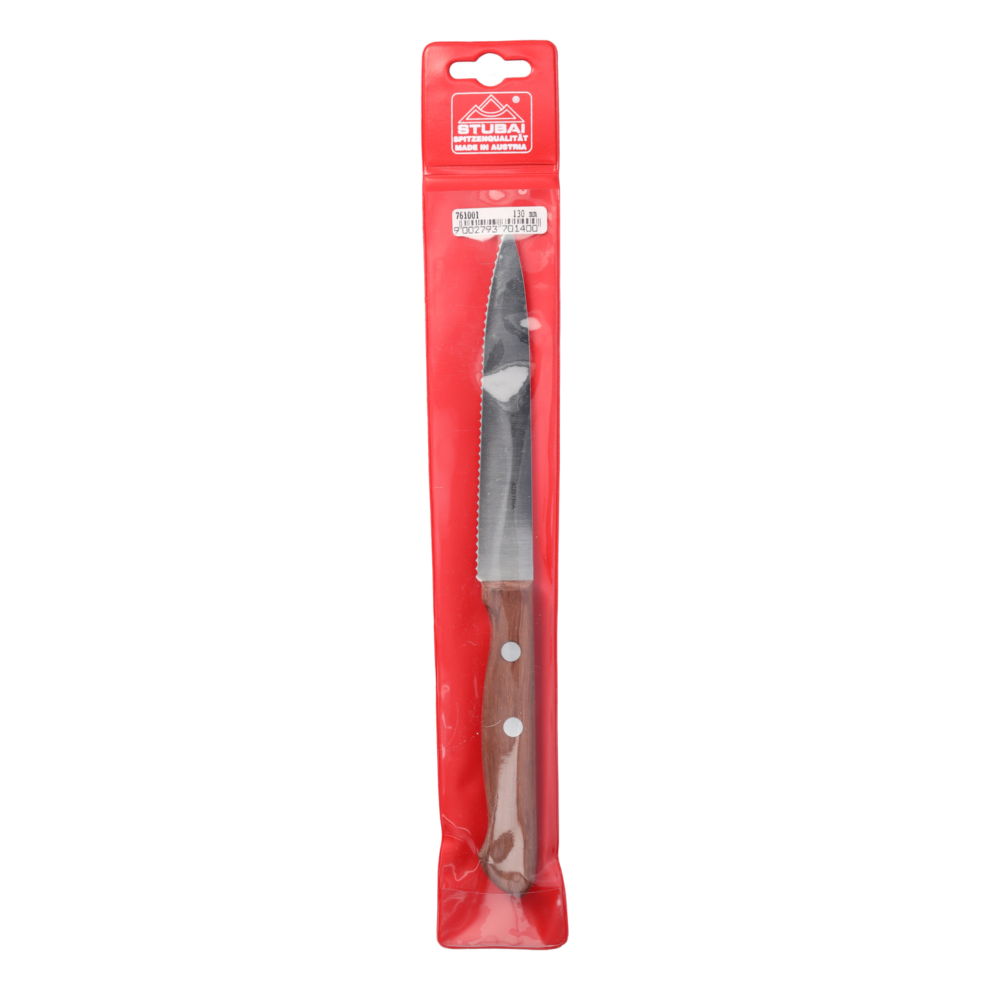 STUBAI  Küchenmesser mit Wellenschliff, 130 mm , scharfes Haushaltsmesser mit Edelholzgriff, Klinge aus Edelstahl, rostfrei, spülmaschinenfest