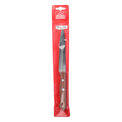 STUBAI  Küchenmesser mit Wellenschliff, 130 mm , scharfes Haushaltsmesser mit Edelholzgriff, Klinge aus Edelstahl, rostfrei, spülmaschinenfest