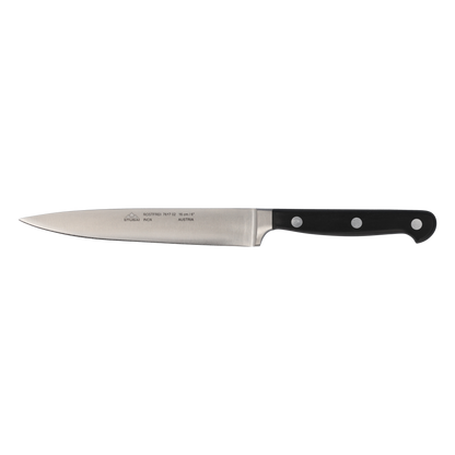 STUBAI schmales Kochmesser geschmiedet 160 mm | Küchenmesser aus Edelstahl für Schneiden von Fleisch, Geflügel, Gemüse, Obst & Lebensmitteln, spülmaschinenfest, schwarzer Griff