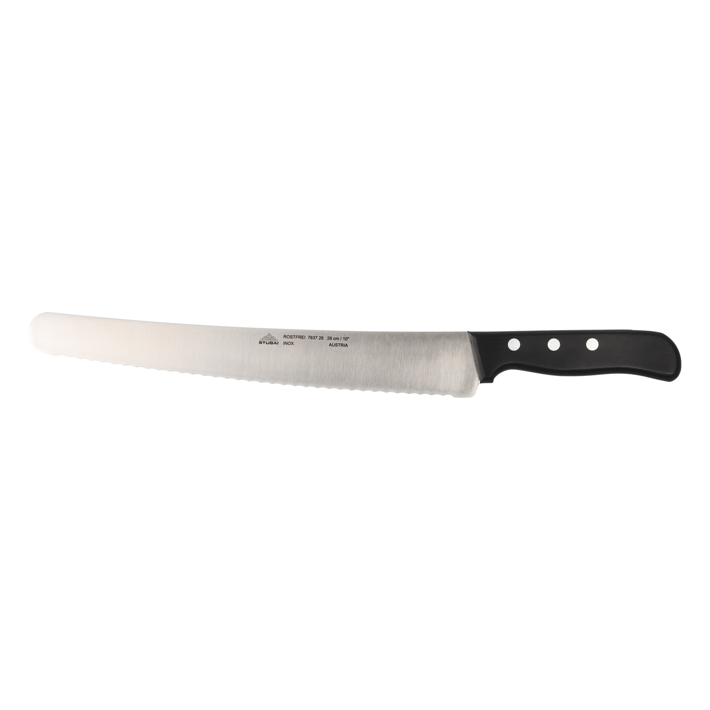 STUBAI hochwertiges Konditorsägemesser 260 mm | Konditormesser mit Wellenschliff aus Edelstahl für müheloses Schneiden von Torten, Kuchen, Brot & Backwaren, spülmaschinenfest, Konditorei