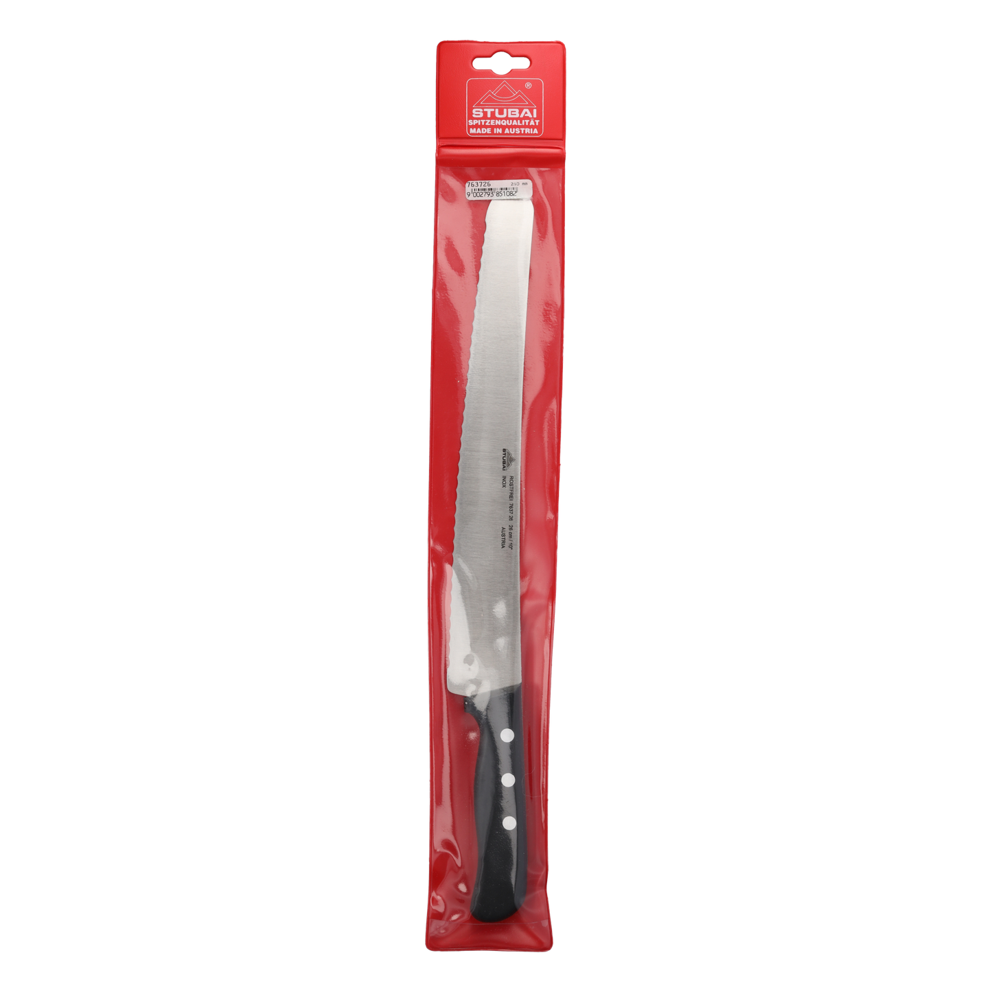 STUBAI hochwertiges Konditorsägemesser 260 mm | Konditormesser mit Wellenschliff aus Edelstahl für müheloses Schneiden von Torten, Kuchen, Brot & Backwaren, spülmaschinenfest, Konditorei