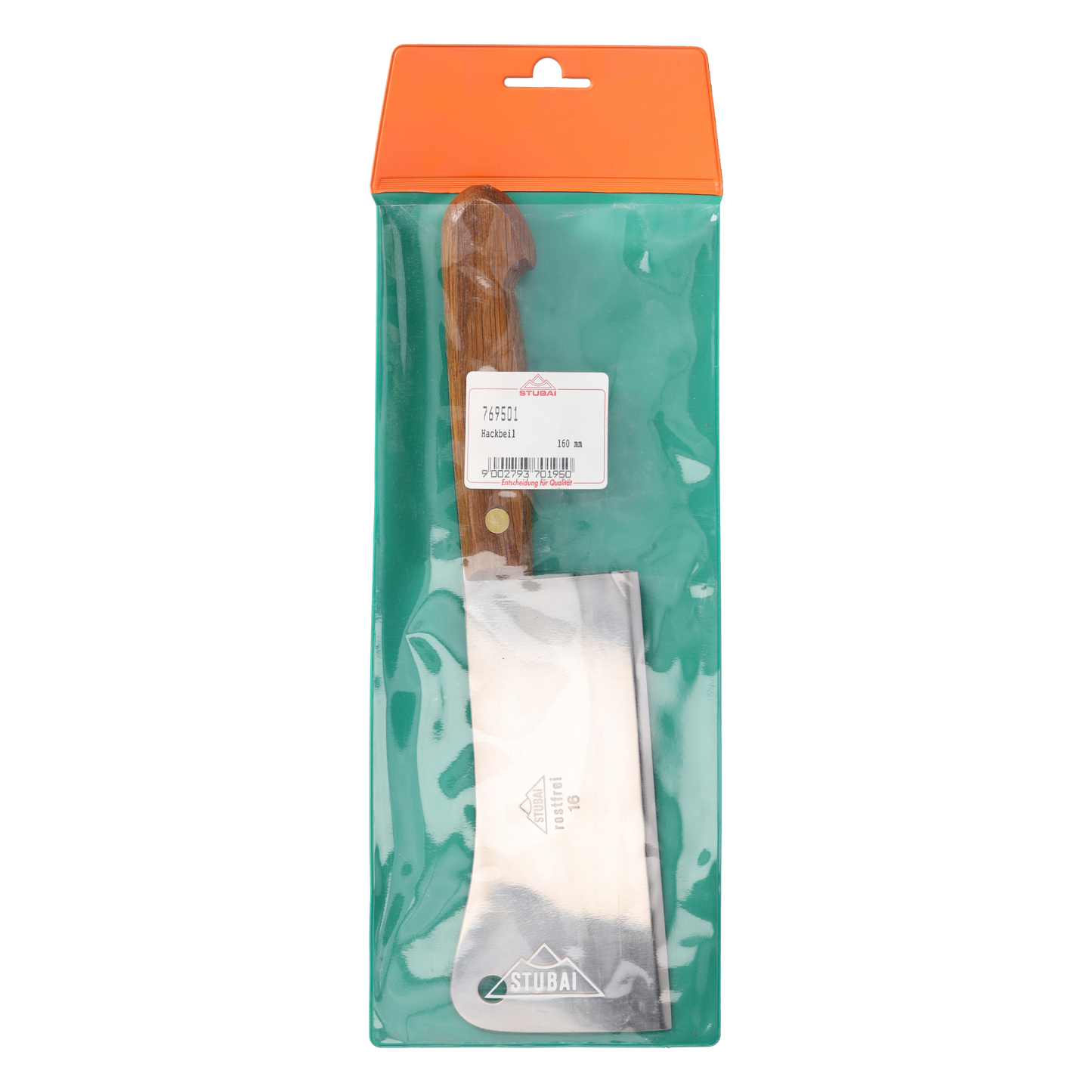 STUBAI Hackbeil 160 mm – Fleischbeil aus hochwertigem Stahl – für Metzger, Jäger, Profiköche & Grillmeister – ergonomischer Griff – zum Hacken von Knochen & Fleisch – Made in Austria