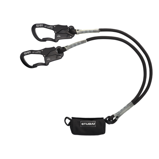 STUBAI Verbindungsmittel ABSORB PRO | zweiarmig 106 cm | Bandfalldämpfer mit einem Strang Statikseil EN 355, 362