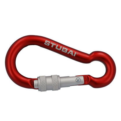 STUBAI Dwarf Fangkarabiner – kompakter Sicherheitskarabiner in Rot, leicht & robust für Klettersteig, Alpin- & Sportklettern, zuverlässiger Verschlussmechanismus,