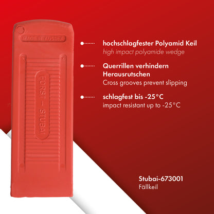 STUBAI Fällkeil 180 mm aus Polyamid | 160 g | Keil zum Fällen von Bäumen