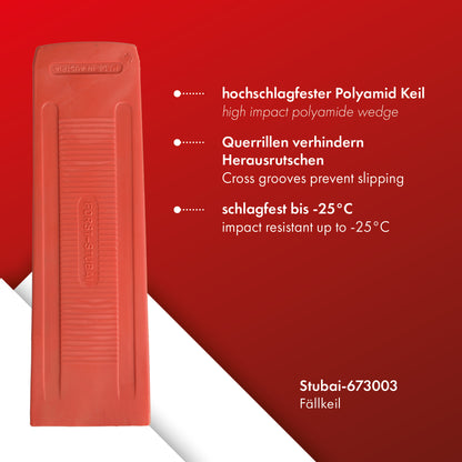 STUBAI Fällkeil 260 mm aus Polyamid | 440 g | Keil zum Fällen von Bäumen