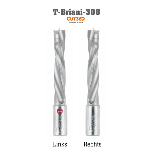 Dübellochbohrer aus Hartmetall, Rechtslauf, Schneide 2/V2, Arbeitslänge 30 mm, Gesamtlänge 57 mm, Schaft 10X20 mm, Ø 5 mm