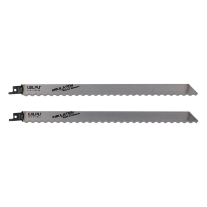 WILPU Doppelter Wellenschiff Säbelsägeblatt für Mineralwolle, Schäumen (EPS/PUR), Styrodur, Styropor, Leder, Gummi, Papier, Teppich 300x19x1,27mm - 2 Stück
