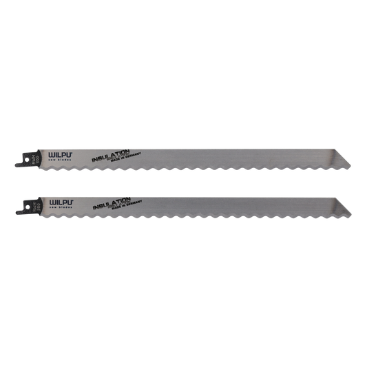 WILPU Doppelter Wellenschiff Säbelsägeblatt für Mineralwolle, Schäumen (EPS/PUR), Styrodur, Styropor, Leder, Gummi, Papier, Teppich 300x19x1,27mm - 2 Stück