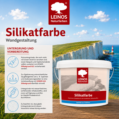LEINOS Silikatfarbe 2,5 L Weiß – Waschfeste Wandfarbe für Feuchträume