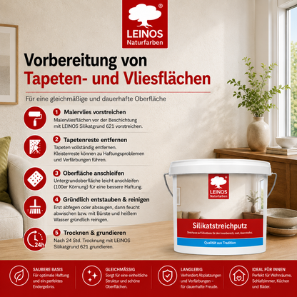 LEINOS Silikatstreichputz 10L – Strukturfarbe für Bad & Wohnräume