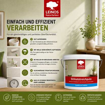LEINOS Silikatstreichputz 10L – Strukturfarbe für Bad & Wohnräume