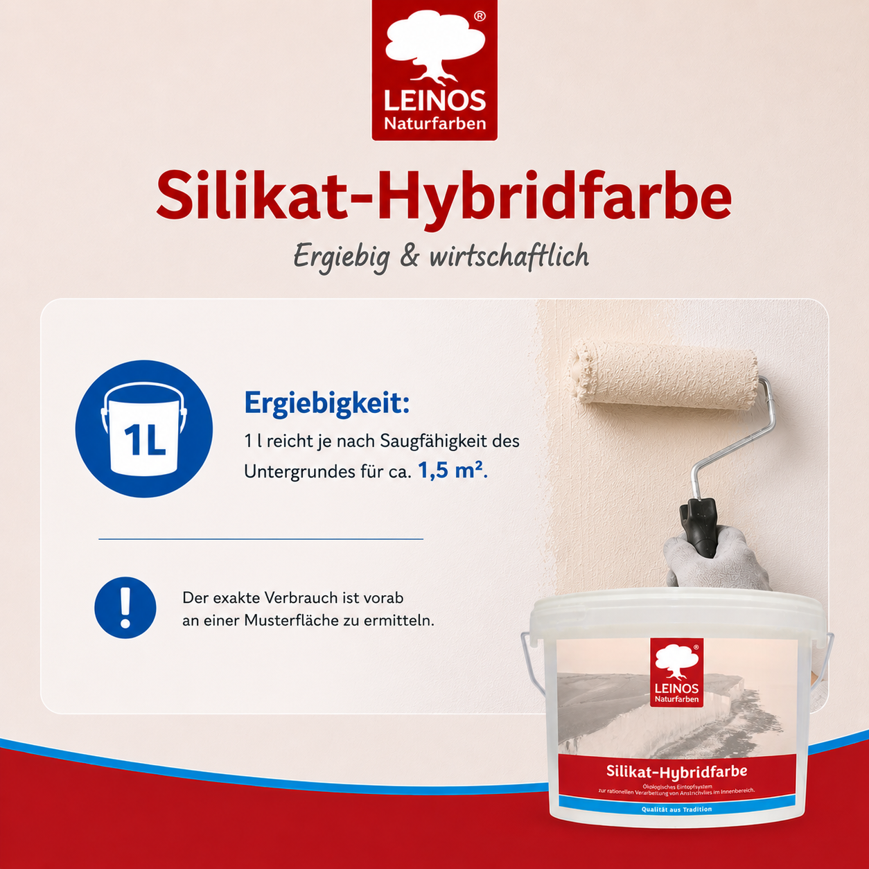 LEINOS Silikat-Hybridfarbe 10L – Vlieskleber und Wandfarbe