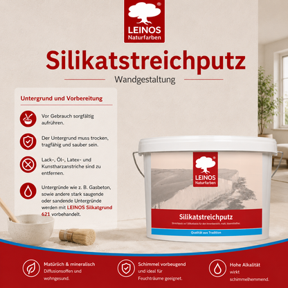 LEINOS Silikatstreichputz 10L – Strukturfarbe für Bad & Wohnräume