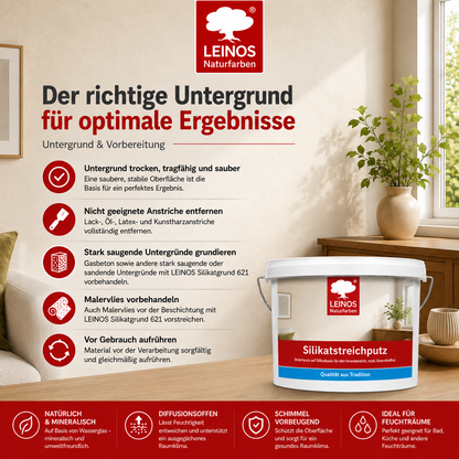 LEINOS Silikatstreichputz 10L – Strukturfarbe für Bad & Wohnräume
