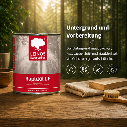 LEINOS Rapidöl LF 249 0,25 l – lösemittelfreie Öl-Wachs-Kombination für Holz, schnelle Einmalbehandlung & Reparatur, pastös, sehr gut polierbar, für wenig beanspruchte Holzoberflächen
