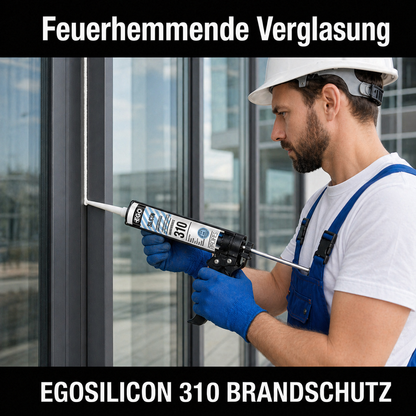 EGOSILICON 310 B1 Brandschutz-Silikon Anthrazit – 20×310 ml Kartuschen – schwer entflammbarer 1K-Silikon-Dichtstoff nach DIN 4102 B1 & EN 13501-1 für feuerhemmende Verglasungen und Anschlussfugen