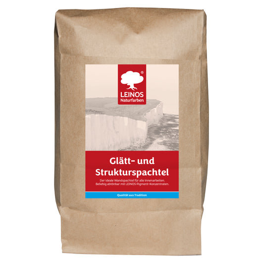 LEINOS Glätt- und Strukturspachtel 684, weiß – Feine Spachtelmasse für Wand & Decke innen, lösemittelfrei, atmungsaktiv, gebrauchsfertig, für Lehmputz, Kalk, Gips, Altanstrich, strukturierbar – 1 kg
