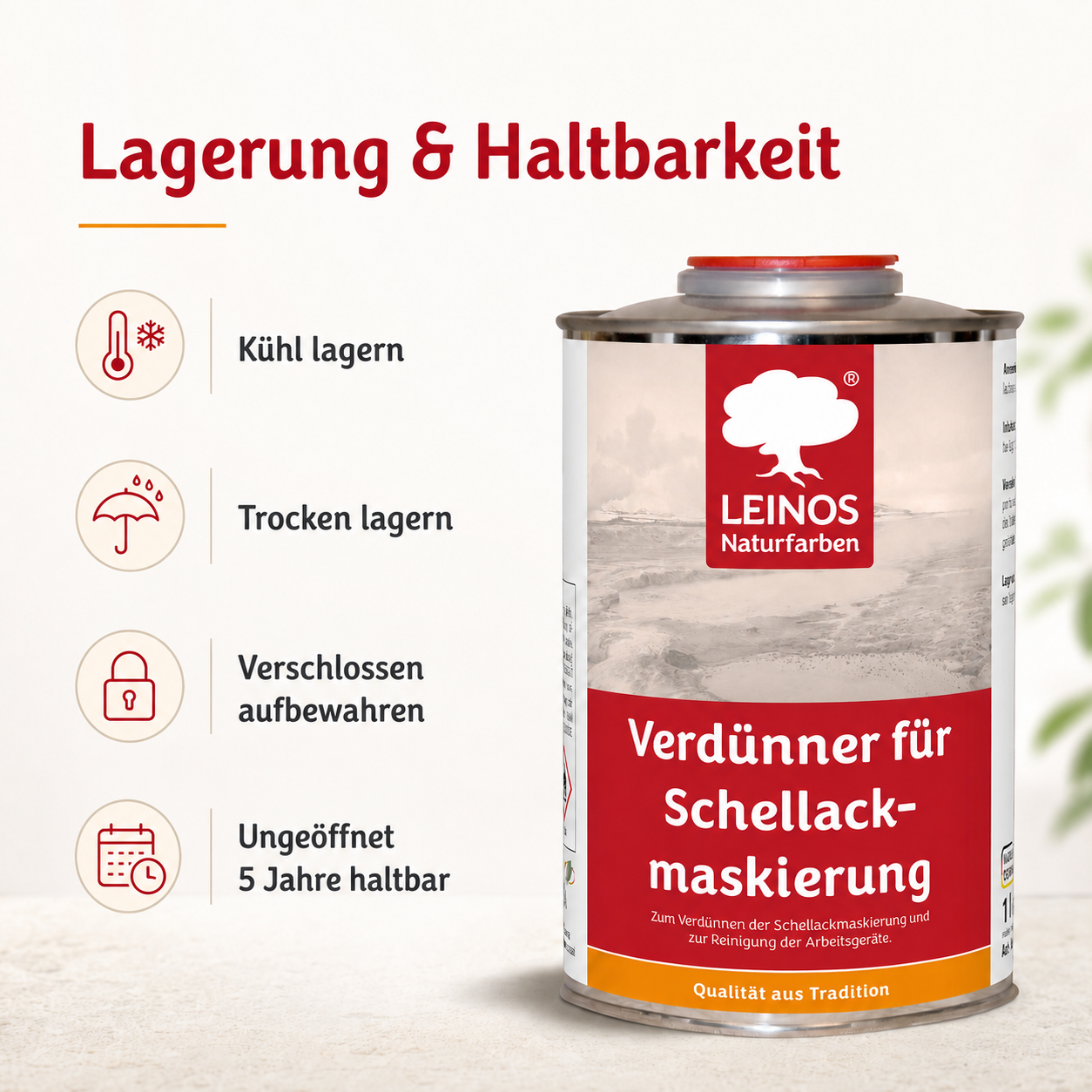 LEINOS 956 Verdünner für Schellackmaskierung 1,0 l – Ethanol zur Verdünnung von Schellack-Maskierung, zur Reinigung von Werkzeugen und Geräten, für professionelle Anwendungen im Innenbereich genutzt.