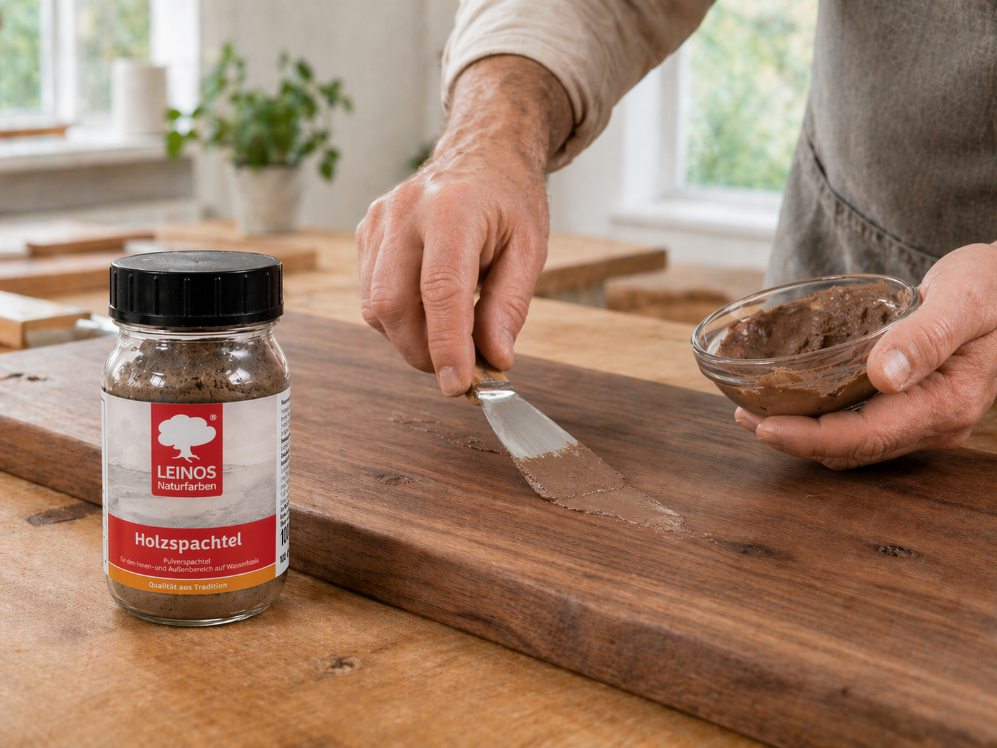 LEINOS 337 Holzspachtel 0,5l, Räuchereiche