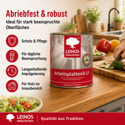 Arbeitsplattenöl LF 283 2,5 Liter – Lebensmittelecht, schmutz- & wasserabweisend, abriebfest – Schutz & Pflege für Holzarbeitsplatten in der Küche – Ideal für stark beanspruchte Oberflächen