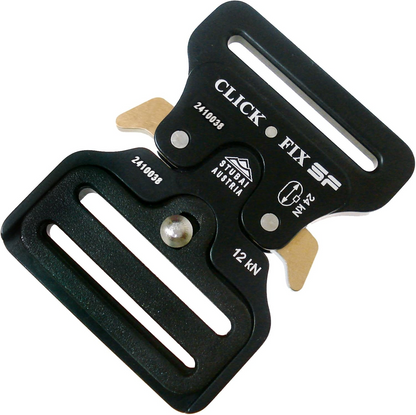 STUBAI Gurtschnalle bis 45 mm | vergütetem Aluminium mit schwarzer Eloxierung | CLICK FIX FLEX 2.0 XL HEBEL | verhindert Öffnen unter Last | Profiqualität Made in Austria