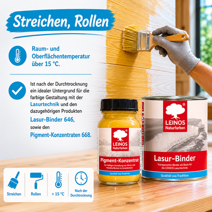 LEINOS Streich- und Rollputz fein 685, weiß – Feinkörniger Putz für Innen, atmungsaktiv, lösemittelfrei, schadstofffrei, gebrauchsfertig, strukturierbar, auf Putz, Gips, Lehm, Altanstrich – 10 L