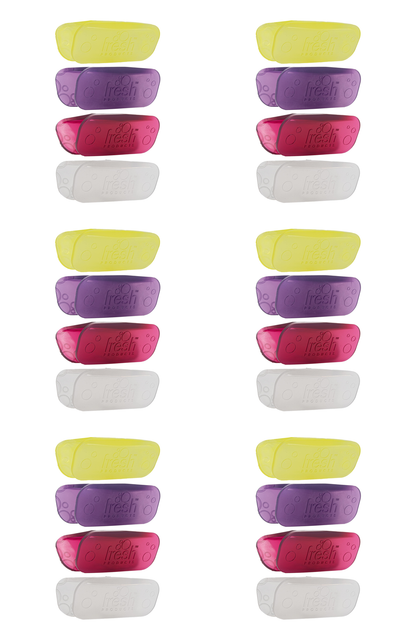 Fre-Pro Eco AIR CLIP Toiletten Lufterfrischer Set mit 12 Duftclips, 3 x 4 Düfte Cucumber Melon, Cotton Blossom, Mango, Spiced Apple, langanhaltende Frische für WC, Bad, Sanitärbereich und Gästetoilette
