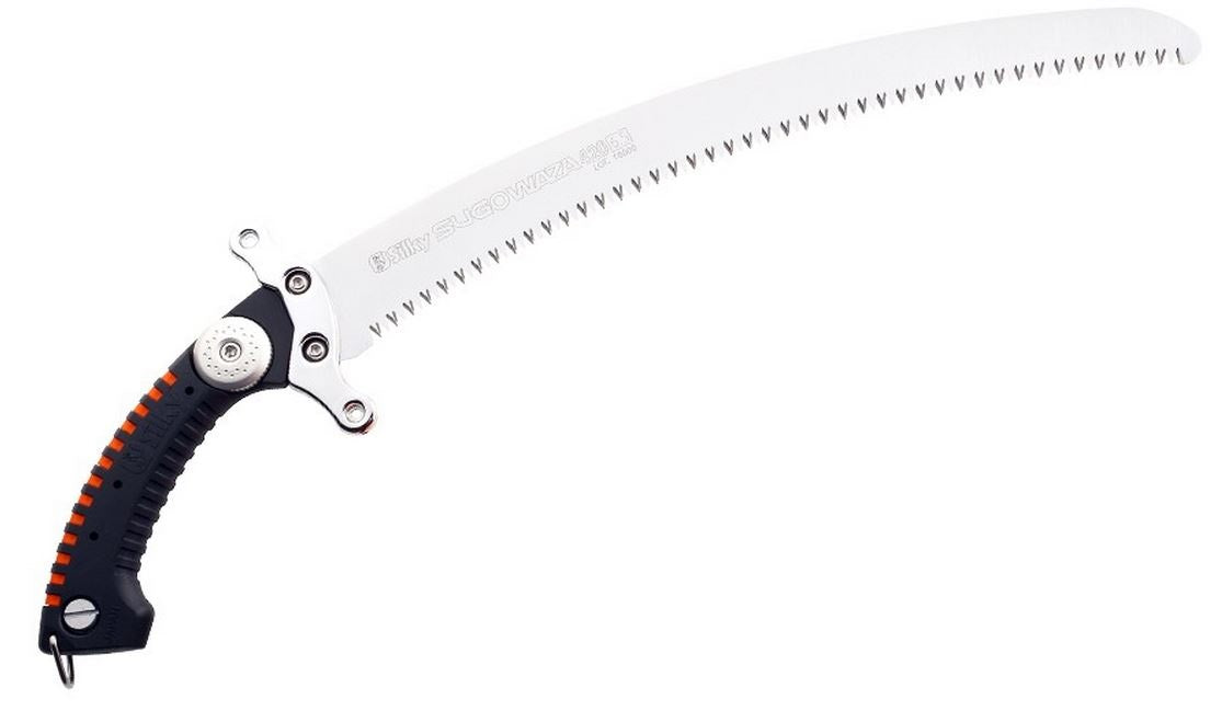 SILKY- Sugowaza 420 Profi-Säge: aggressiv gebogenes 420-mm Blatt mit XL-Verzahnung (6,5 Z/30 mm), Chrom-Handschutz & Mirai-Me Zähne – Zugsäge für Arboristen, Linemen & Forstprofis.