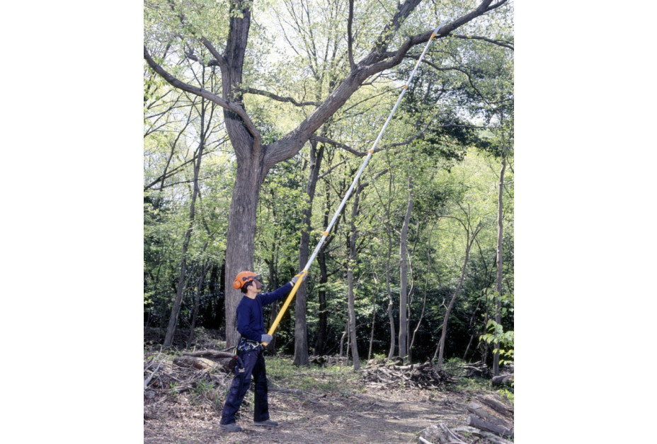 Silky Profi-Teleskopsäge Hayate 5000 – 3-teilig, 2,4–5,0 m, 420 mm Sägeblatt grob 6,5 ZpZ, Mirai-Me Verzahnung mit nachschärfbaren Zähnen, ideal für Baumpflege & Astschnitt