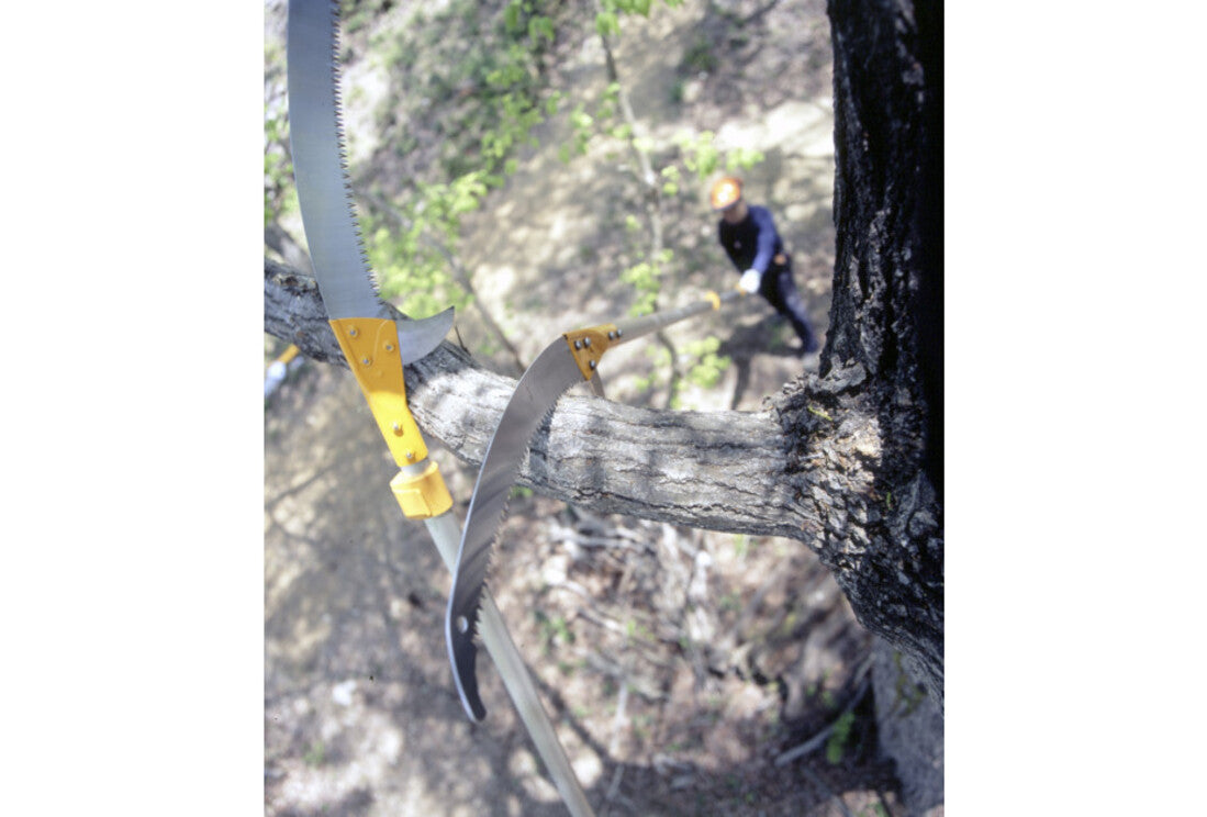 Silky Profi Teleskopsäge Hayate 6100 (4-teilig) – 2,4–6,1 m Reichweite, 420 mm Sägeblatt grob 6,5 ZpZ, Mirai-Me Verzahnung, Ast- und Baumsäge für professionelle Baumpflegearbeiten