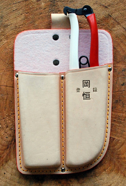 Okatsune 109 Doppeltes Lederholster – 210 mm | 90 g | Für Gartenschere & Stecklingsschere