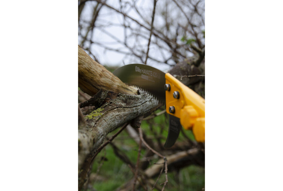 Silky Profi Teleskopsäge Hayate 6100 (4-teilig) – 2,4–6,1 m Reichweite, 420 mm Sägeblatt grob 6,5 ZpZ, Mirai-Me Verzahnung, Ast- und Baumsäge für professionelle Baumpflegearbeiten