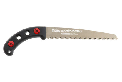 Silky Japansäge Gomtaro 210 mm, Astsäge und Baumsäge mit grober Mirai-Me Verzahnung 8 ZpZ, geradem Blatt, ergonomischem Gummigriff und schwarzem Halfter für frisches Holz