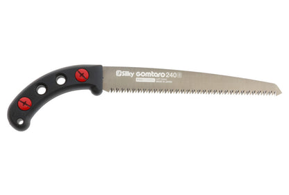 Silky Gomtaro 240 mm Handsäge mit geradem Blatt 8 Zähne je 30 mm aus Premium Japanstahl nickelbeschichtet für präzise Schnitte in frischem Holz inkl sicherem Köcher und Gummigriff