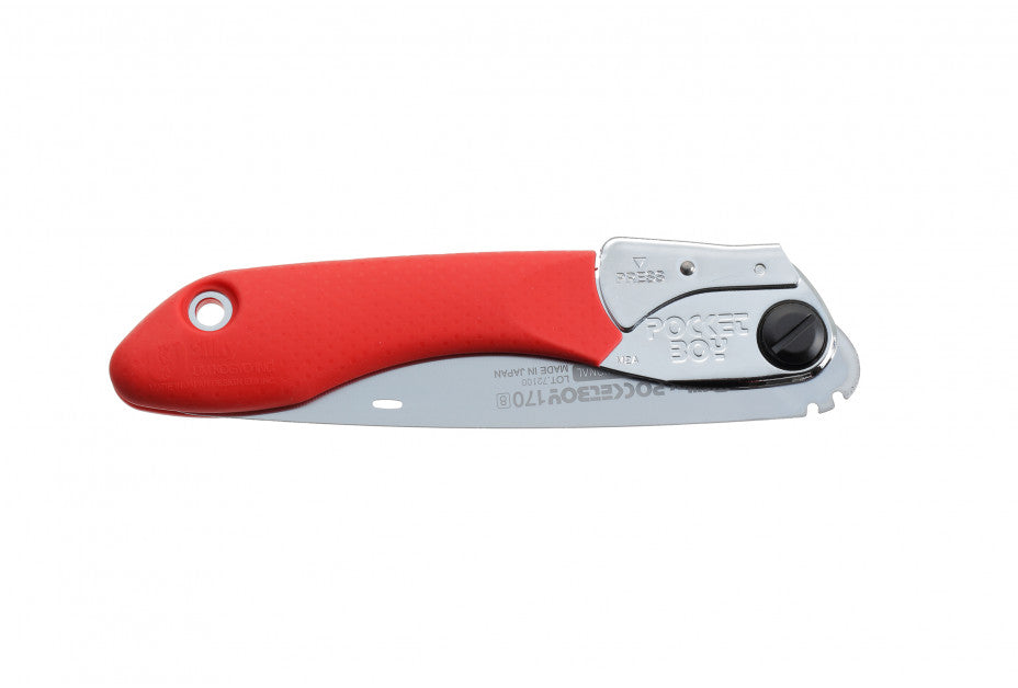 SILKY Pocketboy 170 Klappsäge rot | sehr grob 8 ZpZ | japanische Zugsäge Pull Cut für nasses & trockenes Holz | saubere Schnitte im Garten, Outdoor & Camping | sicher verriegelbar, inkl. Gürtelhülle