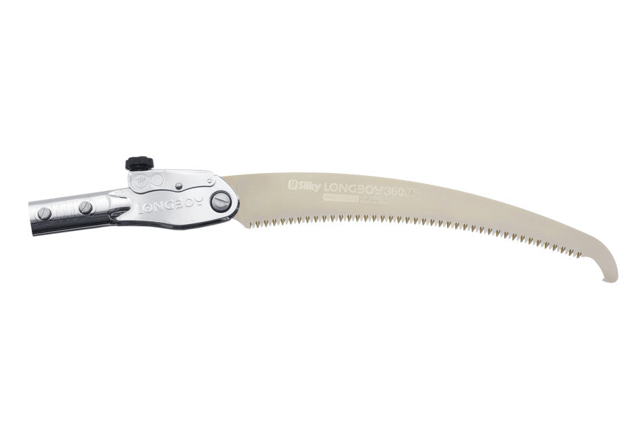 SILKY Longboy Teleskopsäge 3-teilig | ausziehbar bis 3,6 m (Reichweite bis 4,5 m) | nur 1,45 m Transportlänge | 360 mm Klappsägeblatt mit Sichel | ovale Alu-Stange, Profi-Astsäge für Obstbau & Garten