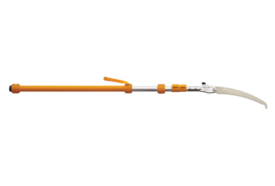 SILKY Longboy Teleskopsäge 3-teilig | ausziehbar bis 3,6 m (Reichweite bis 4,5 m) | nur 1,45 m Transportlänge | 360 mm Klappsägeblatt mit Sichel | ovale Alu-Stange, Profi-Astsäge für Obstbau & Garten