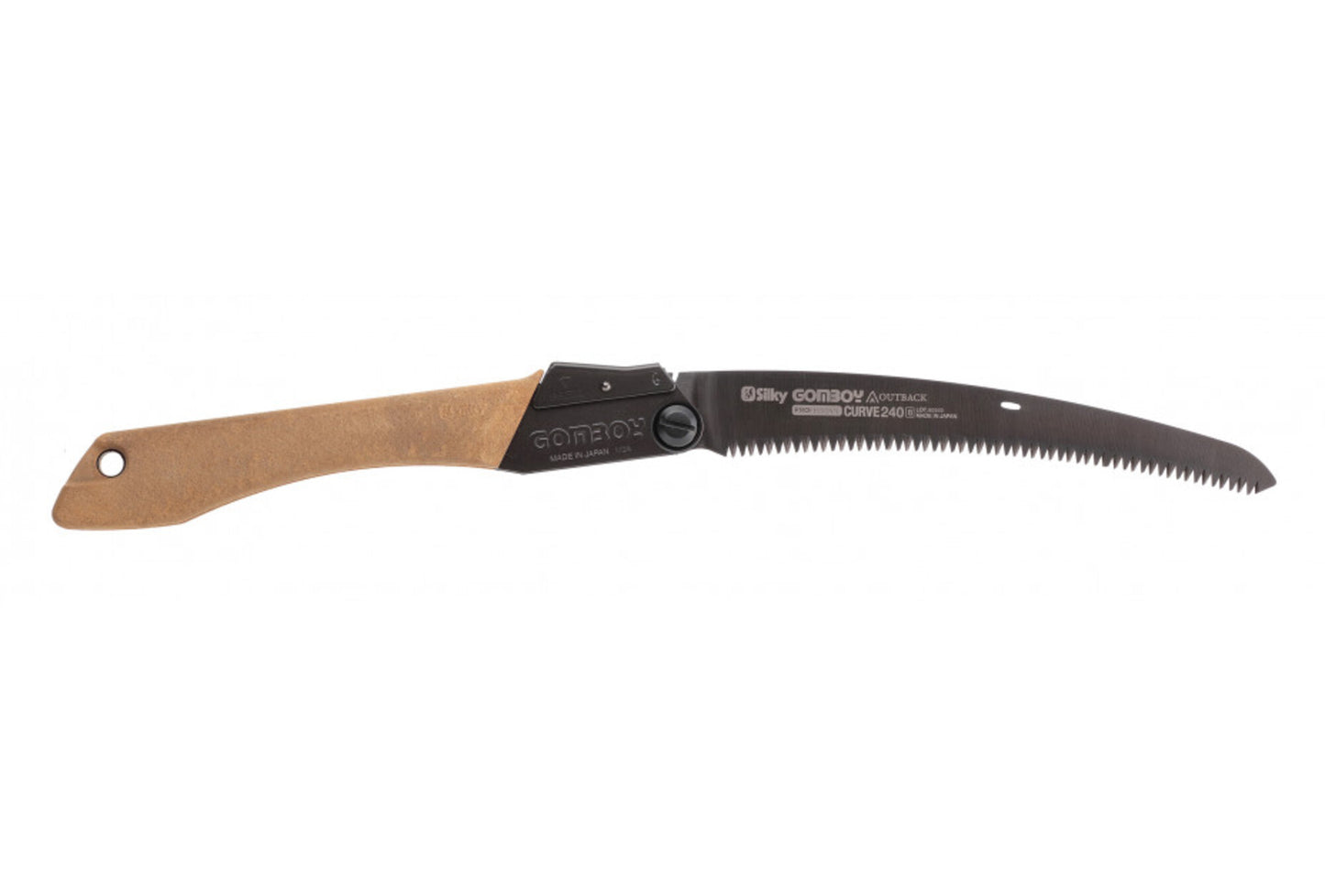 SILKY- Gomboy Curve Outback Edition 240 mm: grob verzahnte Klappsäge (8 Z/30 mm) mit gebogener Klinge aus Premium Japanese Steel, schwarzer Nickel-Zinn-Beschichtung – Bushcraft & Jagd.