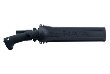 Silky NATA Outback Edition 240 mm Haumesser – Beil und Messer in einem, doppelseitige SKS-51 Stahlklinge mit Black Oxide Beschichtung, Genki Gummigriff, inkl. Holster für Outdoor, Bushcraft und Garten