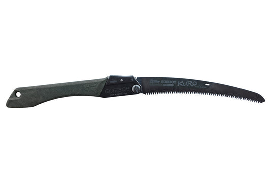 Silky japanische Klappsäge Gomboy Curve Outback „KURO“ - Limited Edition - 240 mm 8 ZpZ gebogene Klinge – Black Oxide Beschichtung – Arbor-Composite-Griff – Outdoor, Bushcraft & Forst