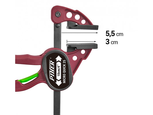 PIHER 2 Stück  Micro Einhand-Zwingen 10 cm mit drehbarem Spannkopf und einer Spannkraft von max. 25 kg
